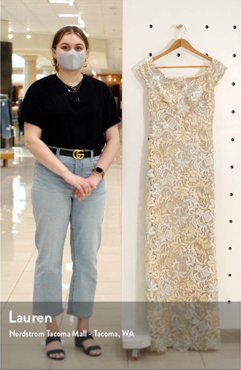 Cap Sleeve Embroidered Lace Gown, sales video thumbnail