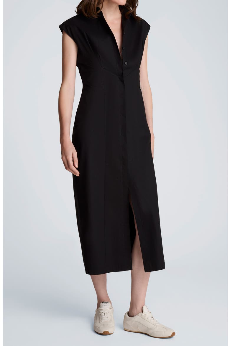 Pleated Maxi Shirtdress, Alternate, color, BLACK