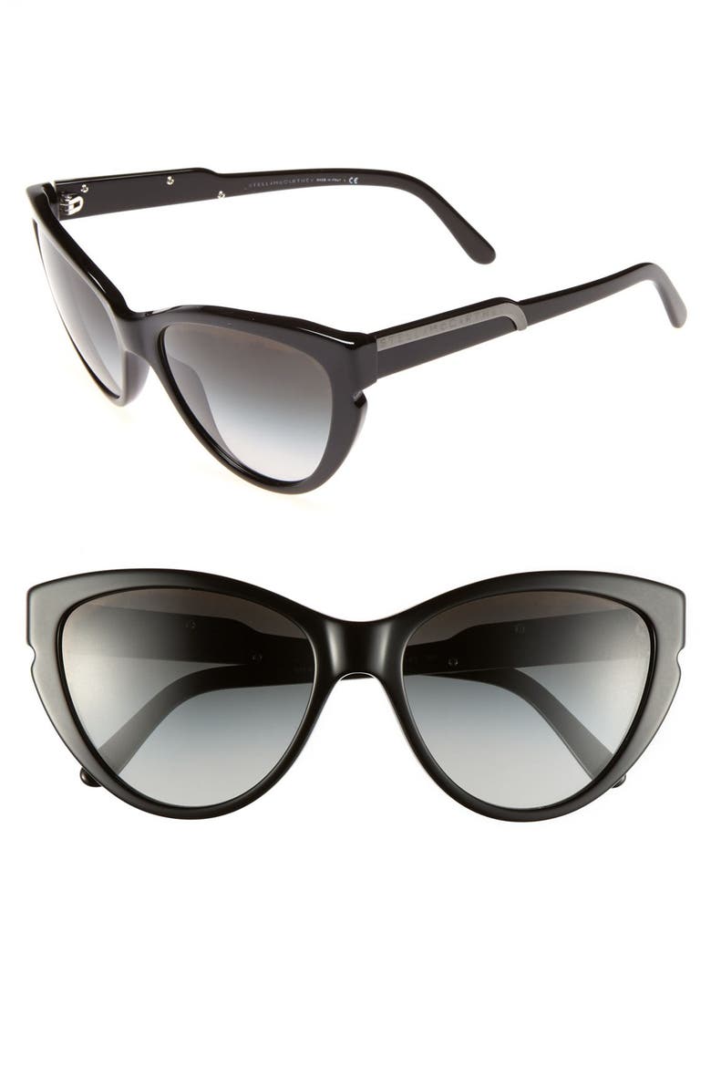 58mm Cat's Eye Sunglasses, Main, color, BLACK/ BLACK GRADIENT