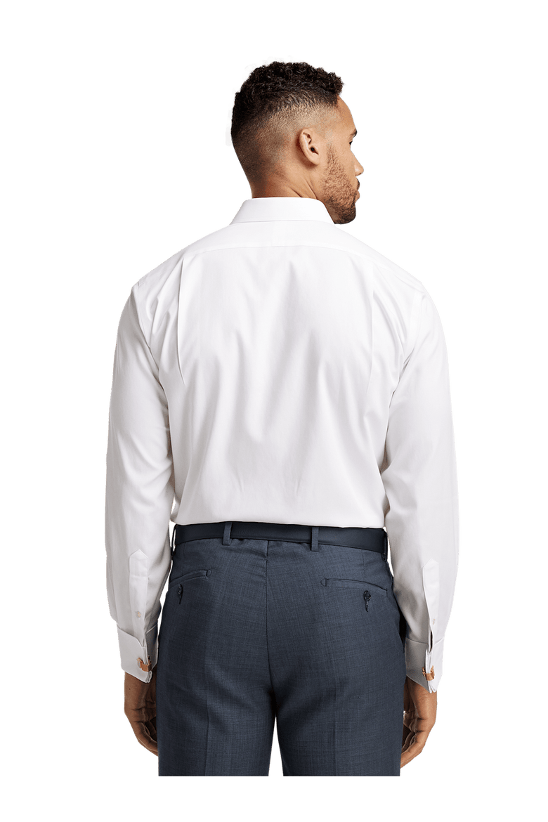 Non-iron Cotton Pinpoint Solid Spread Collar French Cuff Dress Shirt, Alternate, color, White