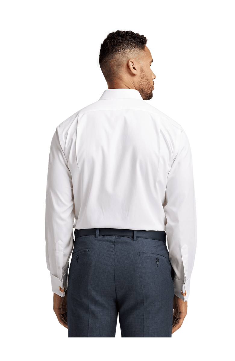 Paul Fredrick Non-iron Cotton Pinpoint Solid Spread Collar French Cuff Dress Shirt, Alternate, color, White