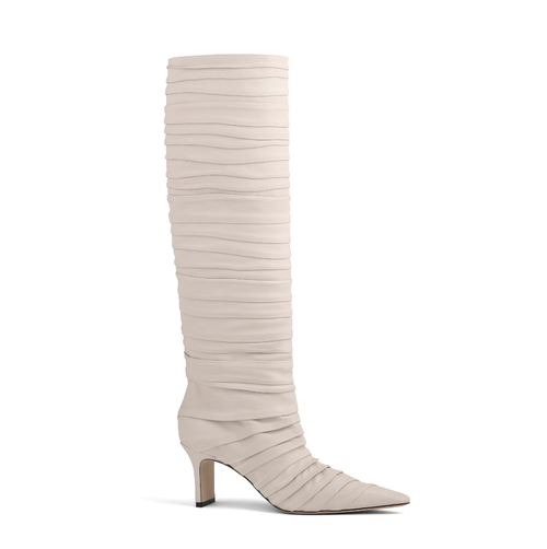 Shop Neil J. Rodgers Plisse Knee Boot In Creme Nappa