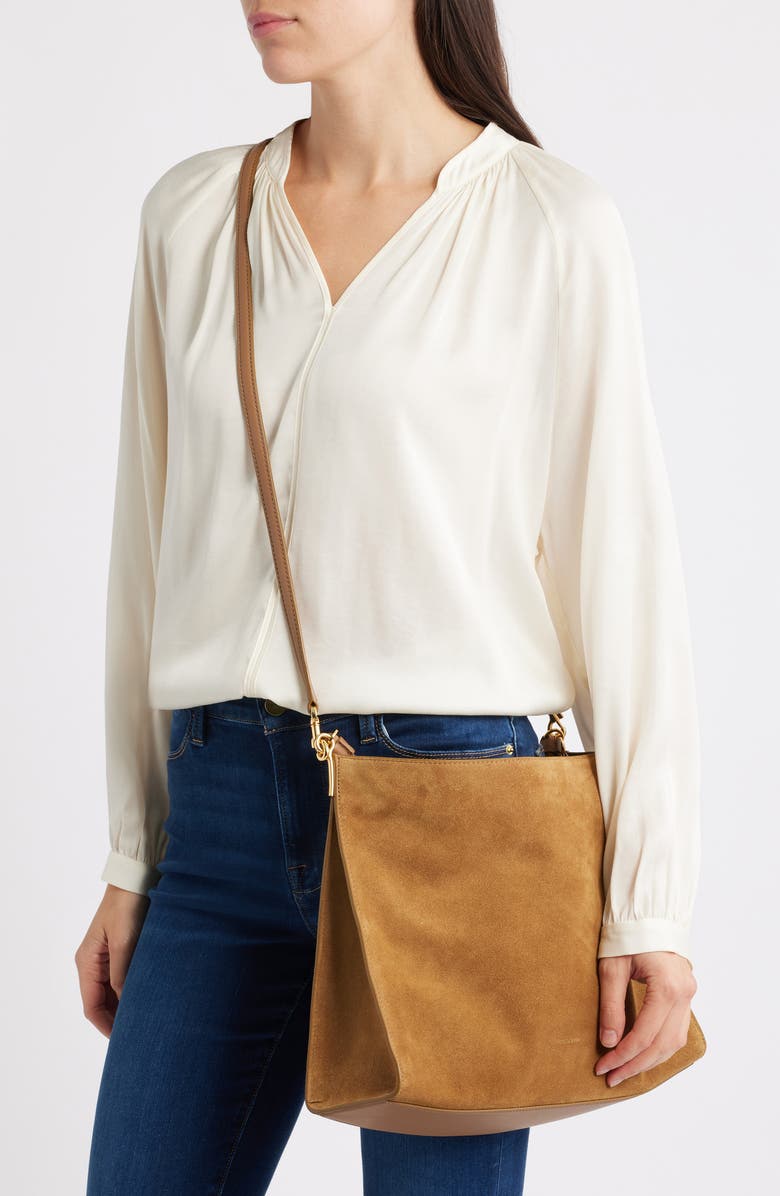 Veronica Beard Beard Vida Suede Shoulder Bag, Alternate, color, Acorn