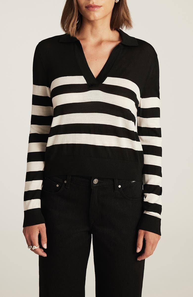 Mavi Jeans Stripe Polo Sweater, Main, color, Black Stripe
