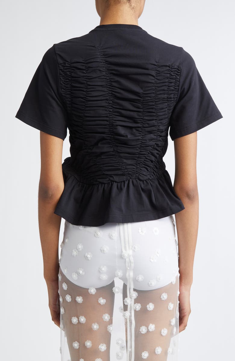 Cecilie Bahnsen Ace Smocked Jersey Peplum T-Shirt, Alternate, color, Black