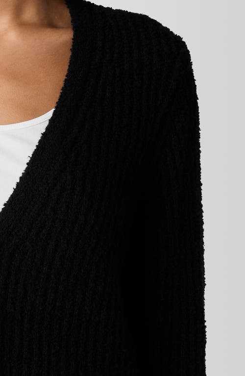 Eileen Fisher V-neck Organic Cotton Blend Cardigan In Black
