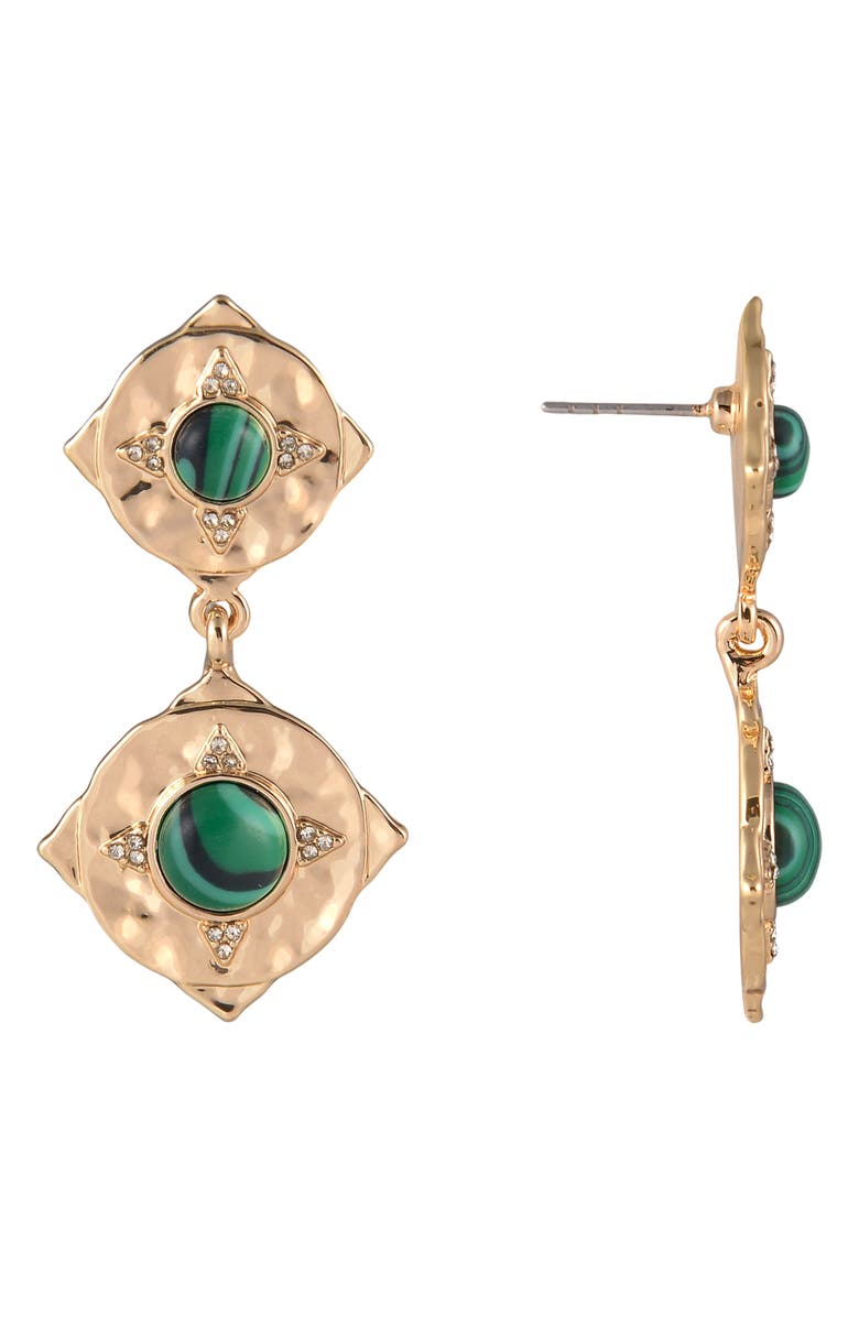 Rachel Roy Double Drop Earrings, Alternate, color, Green