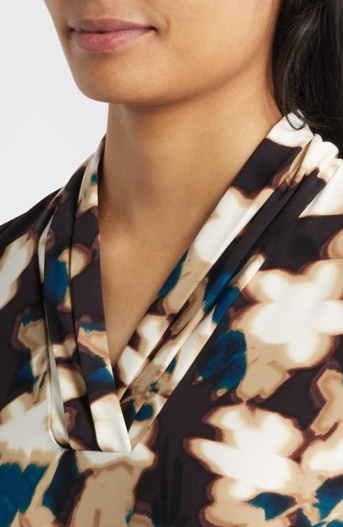 Anne Klein Abstract Print Triple Pleat Sleeveless Top In Multi