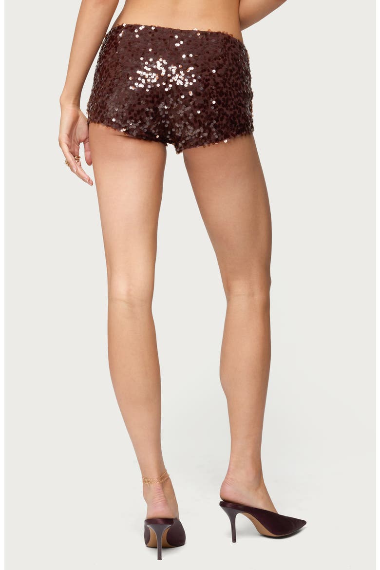 Stajey Low Rise Sequin Microshorts, Alternate, color, BROWN