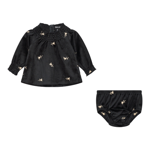 Embroidered Velour 2 Piece Long Sleeve Top and Bottom Set (Baby)