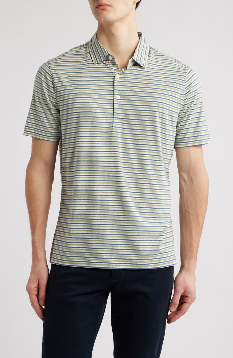 Scott Barber Stripe Cotton Blend Polo, Main, color, 