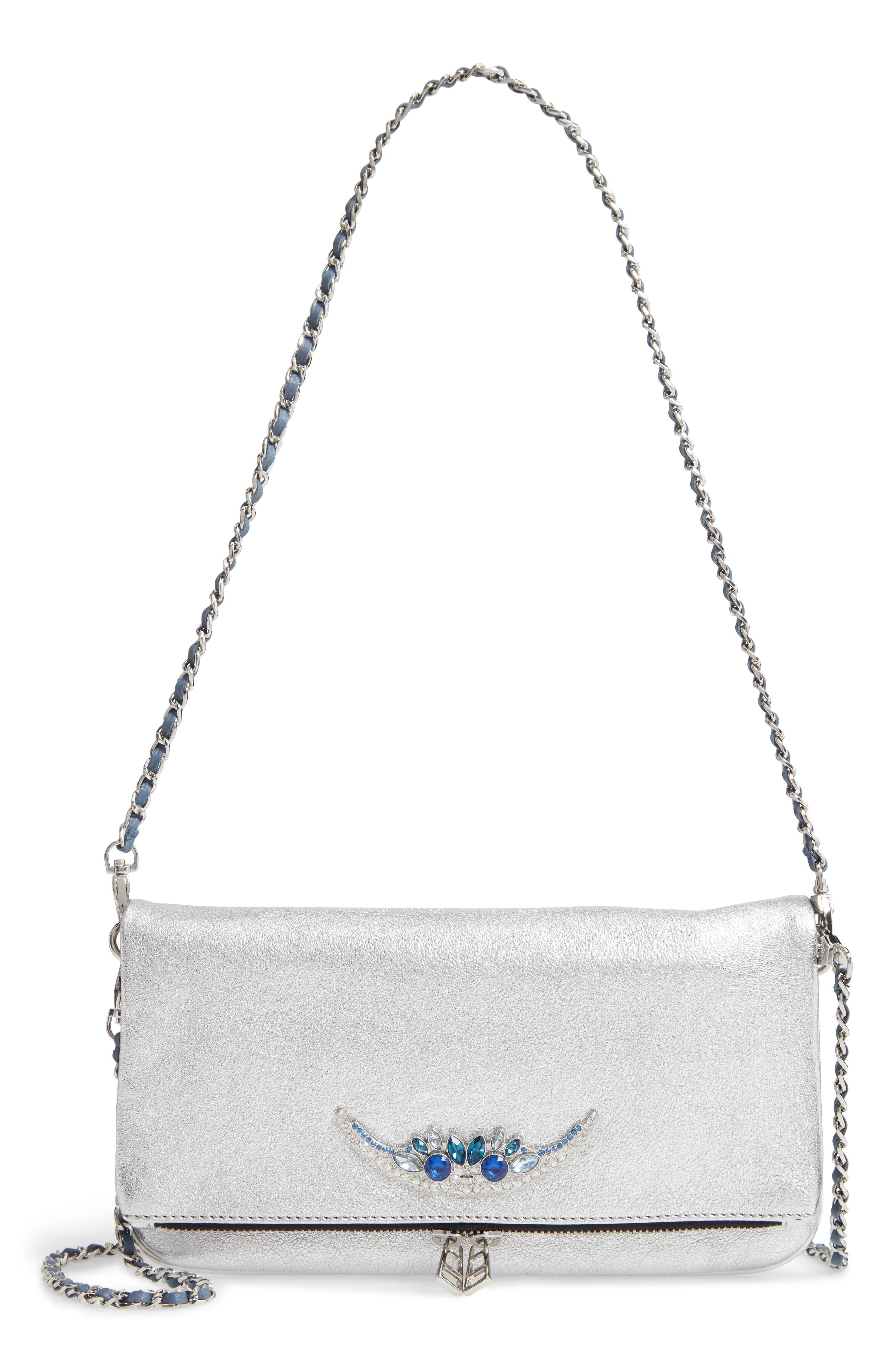 Zadig & Voltaire Rock Metallic Lambskin Leather Convertible Clutch ...