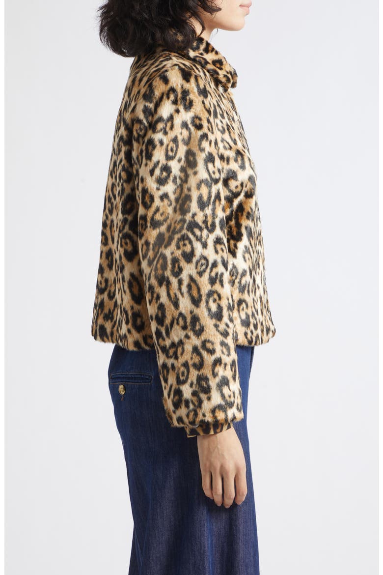 Spotted Print Faux Fur Jacket, Alternate, color, CAMEL SPOTTED PRINT