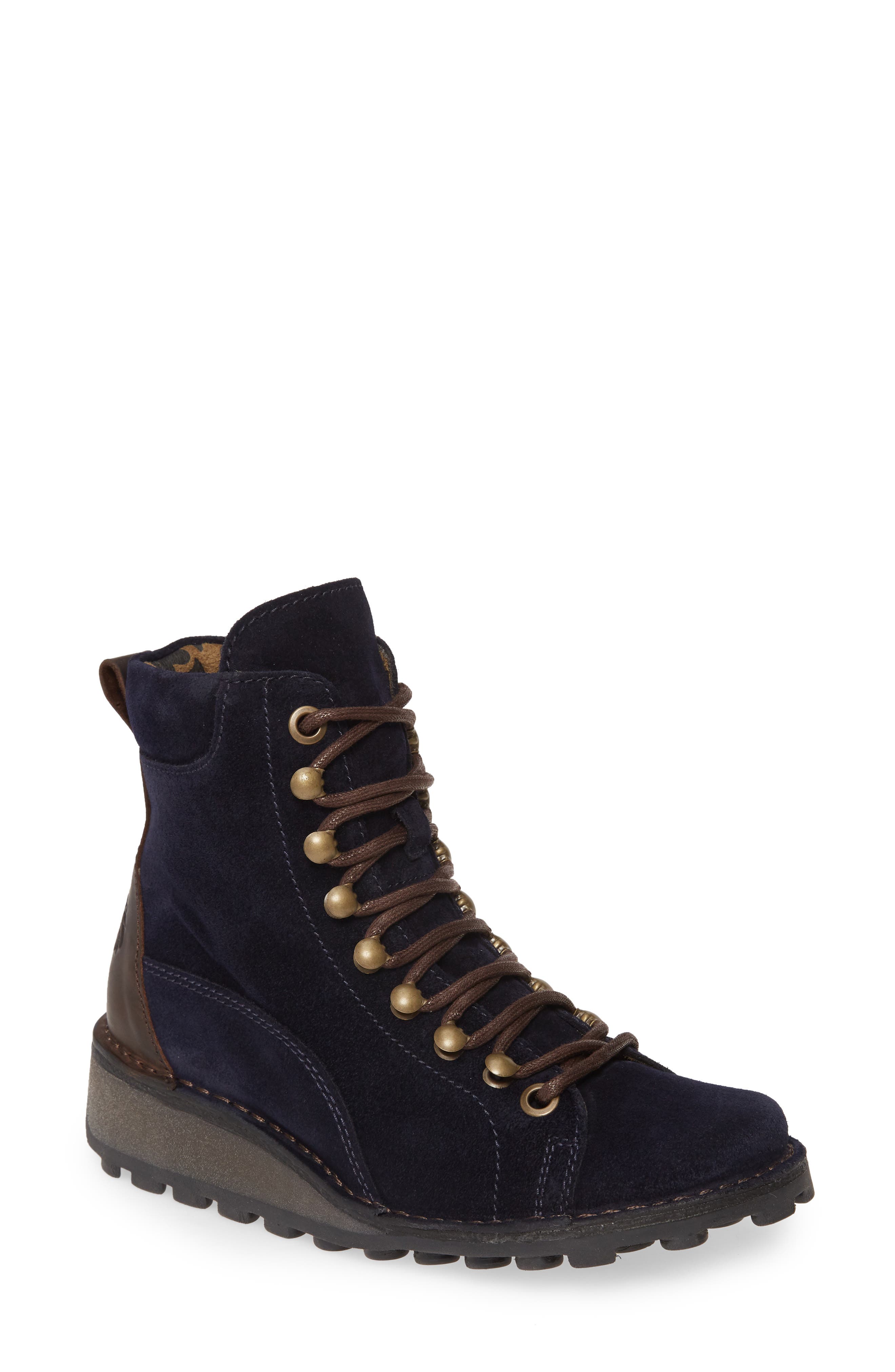Malu Moto Boot, Main, color, NAVY/ DARK BROWN SUEDE