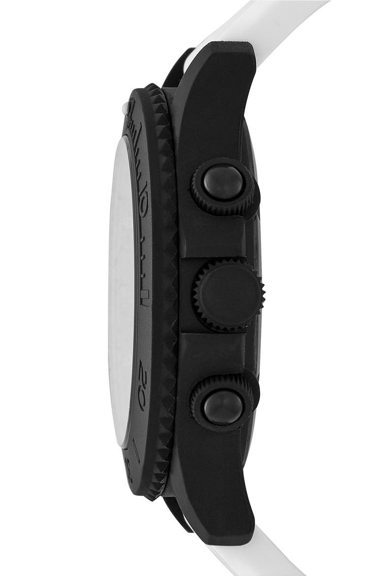'Rock' Chronograph Silicone Strap Watch, 46mm, Alternate, color, WHITE/ BLACK