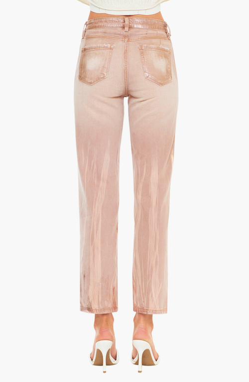 Kancan Premier Blaire Premier High Rise Straight Jeans In Pink Reflective