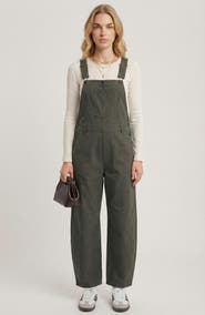 Modenaire Wide-Leg Adjustable-Strap Front Bib Pocket Overalls