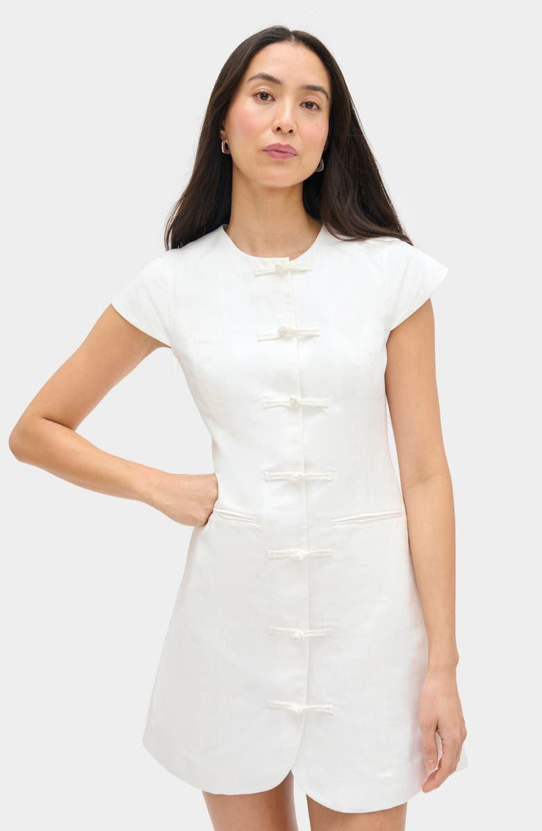 ALIGNE Jennie Cap Sleeve Cotton & Linen Minidress, Alternate, color, White