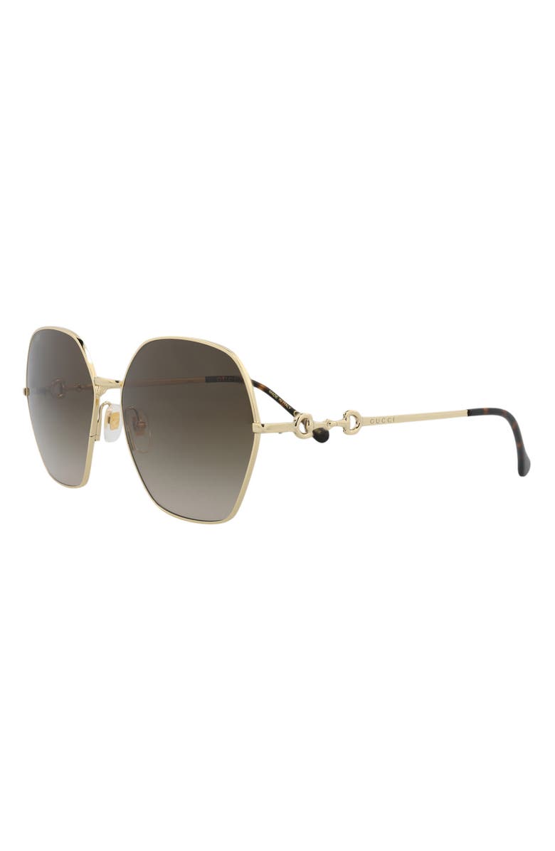 Gucci 62mm Geometric Sunglasses, Alternate, color, Gold Gold Brown