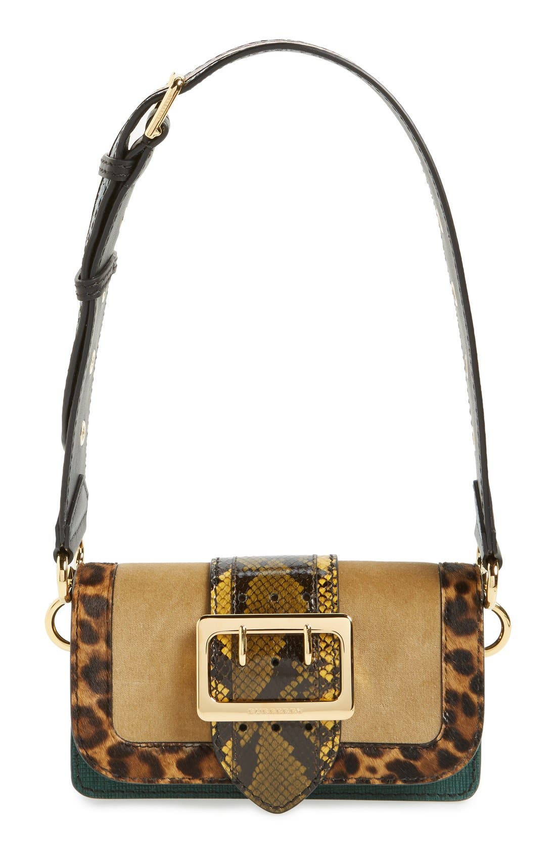 Burberry 'Belt Bag' Mixed Finish Convertible Clutch with Genuine Snakeskin Trim, Main, color, 
