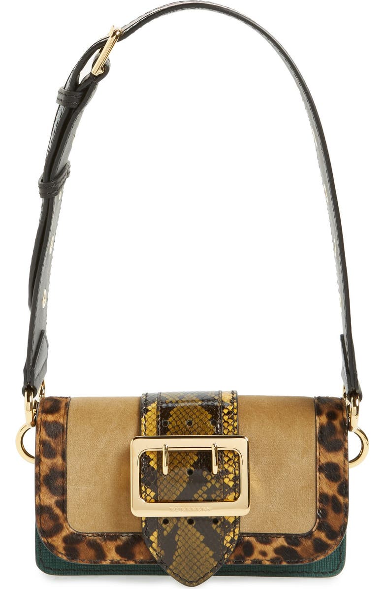 Burberry 'Belt Bag' Mixed Finish Convertible Clutch with Genuine Snakeskin Trim, Main, color,