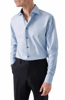 Eton Slim Fit Solid Twill Dress Shirt