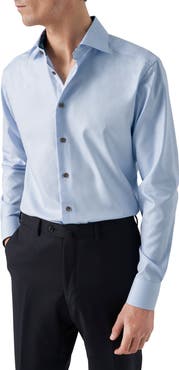 Eton Slim Fit Solid Twill Dress Shirt