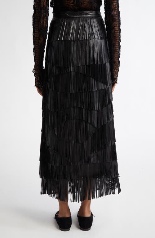 Ulla Johnson Therese Leather Fringe Skirt In Noir