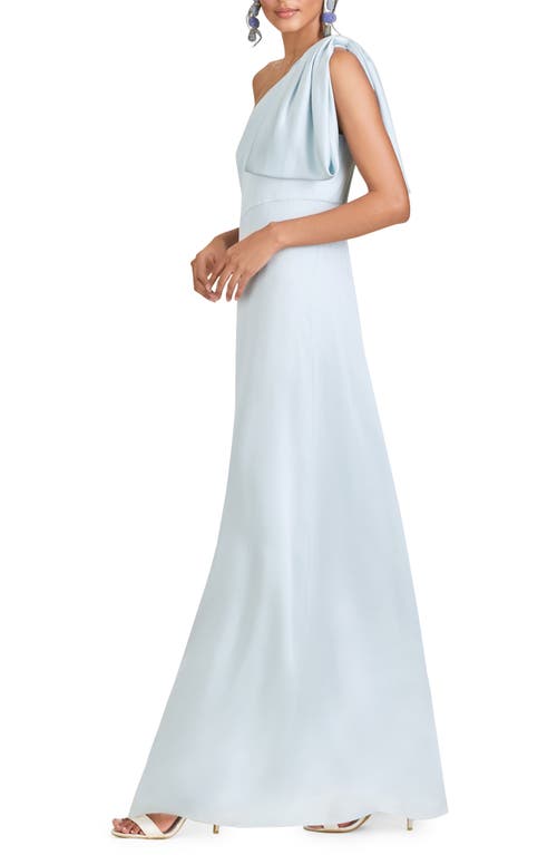 Sachin & Babi One Shoulder Bow Chelsea Gown In Ice Blue In Blue
