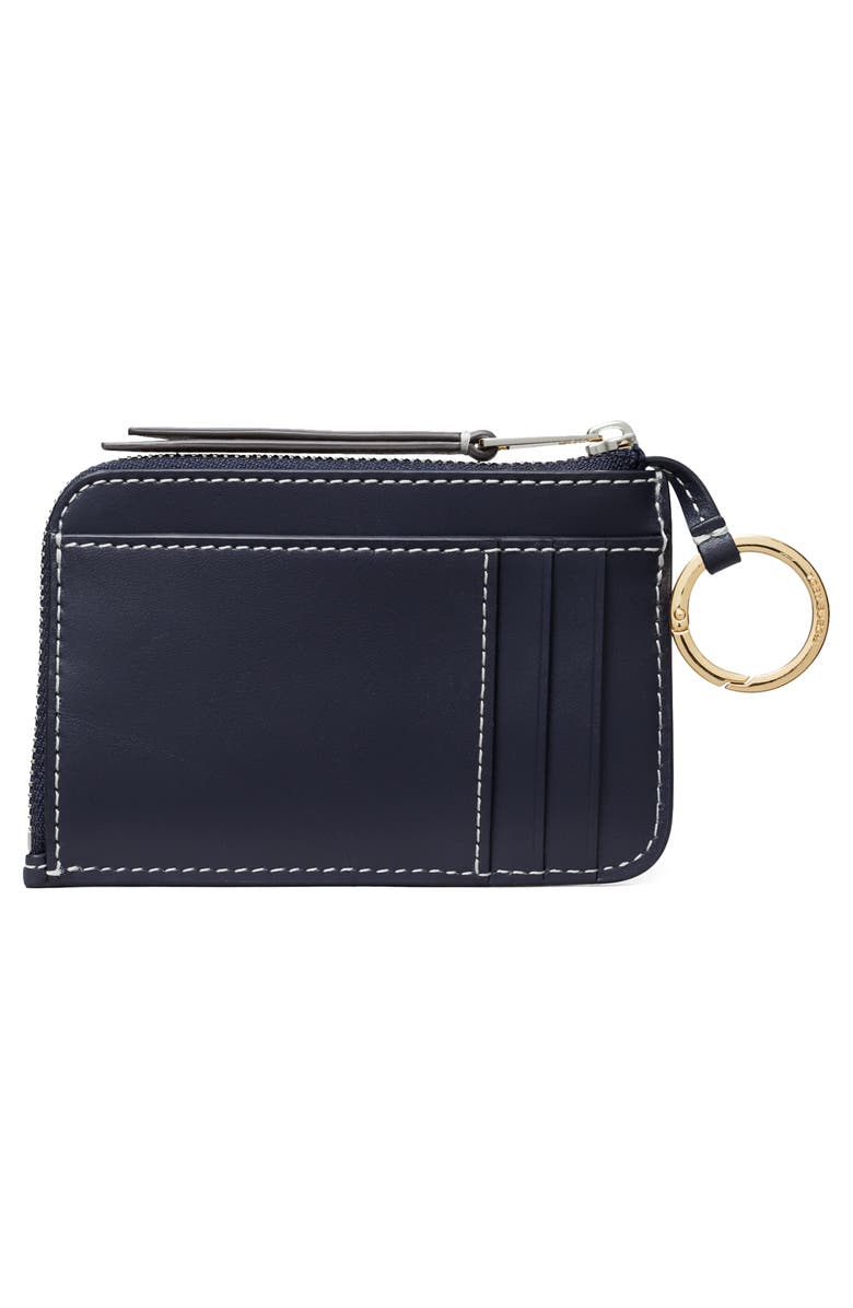 Tory Burch T Monogram Jacquard & Leather Envelope Zip Card Case, Alternate, color, Tory Navy