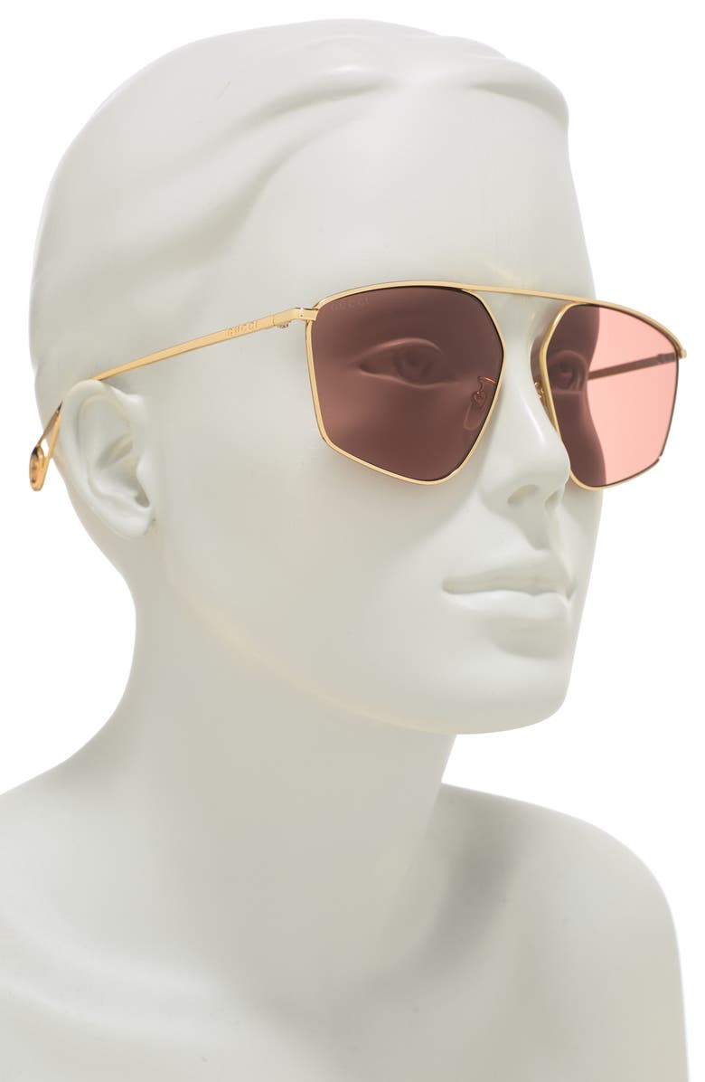 Gucci 60mm Aviator Sunglasses, Alternate, color, 