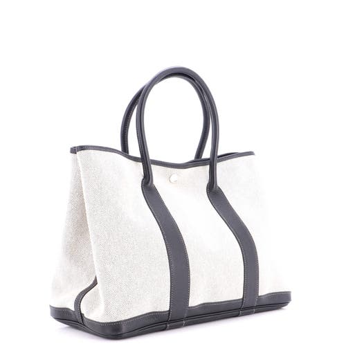 Pre-owned Hermes  Hermes Garden Party Tote Toile And Leather 36 In Black
