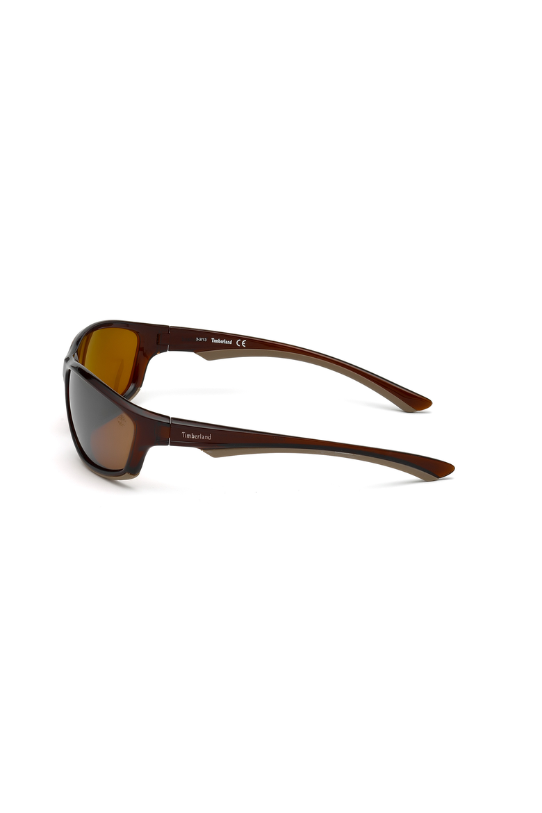 Rounded Wraparound Polarized Sunglasses, Alternate, color, Dark Brown
