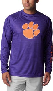 Columbia Men's Columbia Purple Clemson Tigers PFG Terminal Tackle Omni-Shade Raglan Long Sleeve T-Shirt