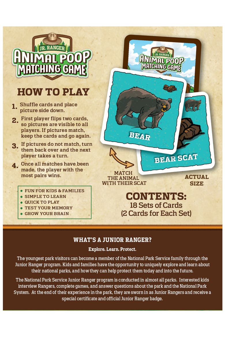 Jr. Ranger - Animal Poop Matching Game, Alternate, color, Multicolor