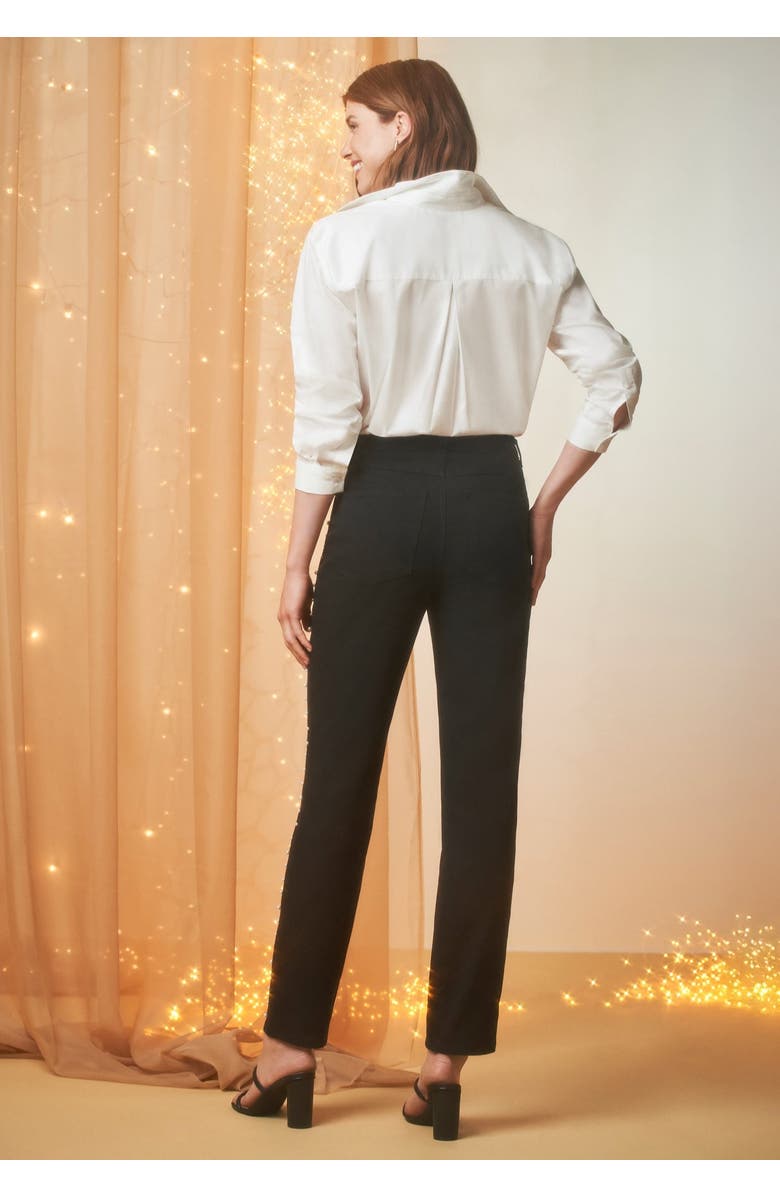 Jessica London Classic Cotton Denim Straight-Leg Jean, Alternate, color, Black Pretty Pearls