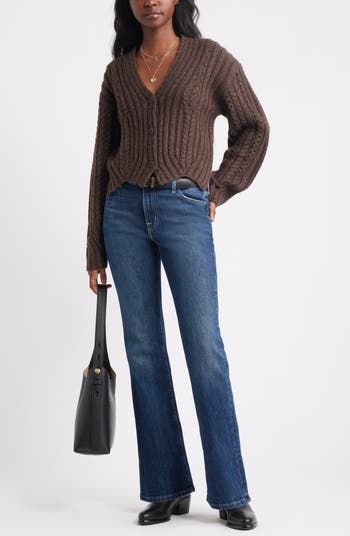 Chevron Hem Cable Cardigan