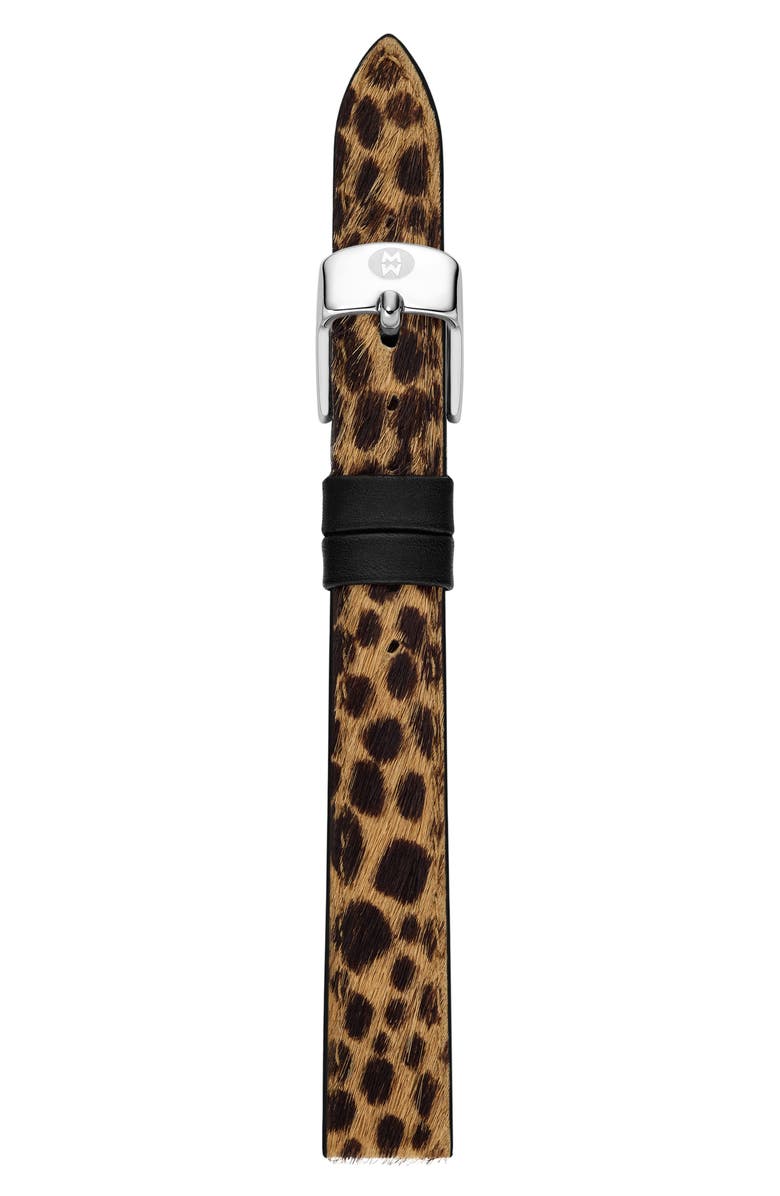 MICHELE 12mm Leopard Print Genuine Calf Hair Watch Band, Main, color, Leopard Multi