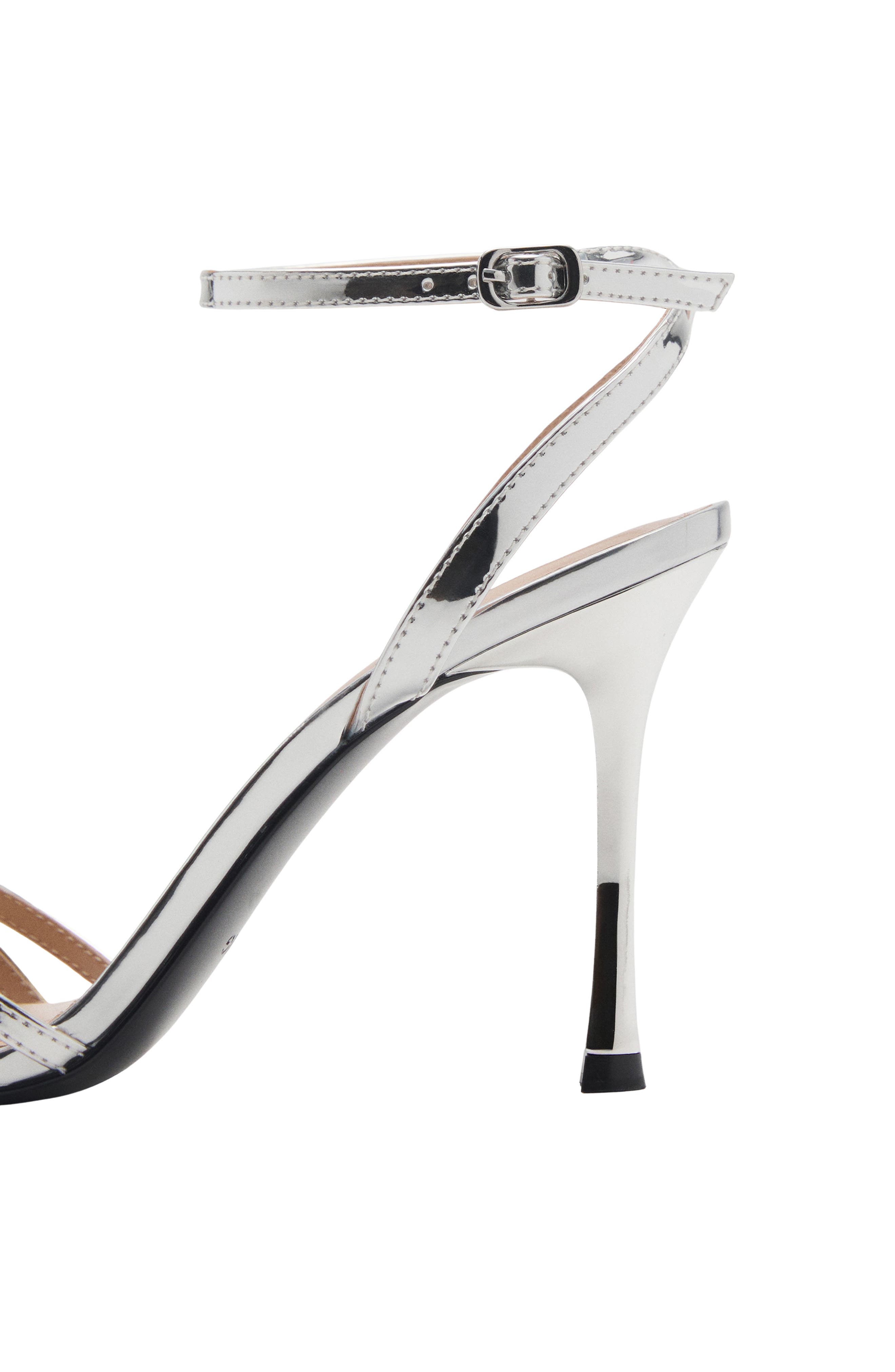 MANGO Ankle Strap Sandal, Alternate, color, Silver