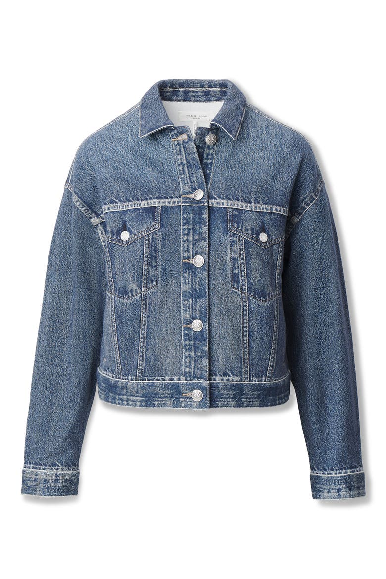 rb Miramar Trompe l'Oeil Faux Denim Terry Trucker Jacket, Alternate, color, ALMDA