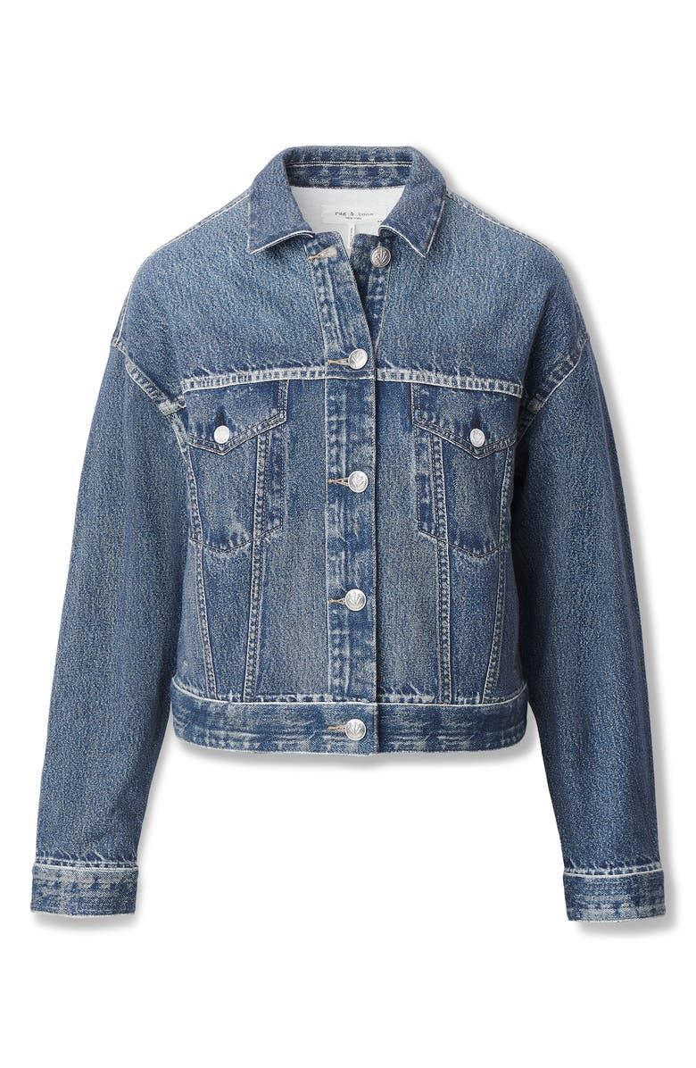 rag & bone Miramar Trompe l'Oeil Faux Denim Terry Trucker Jacket, Alternate, color, Almda