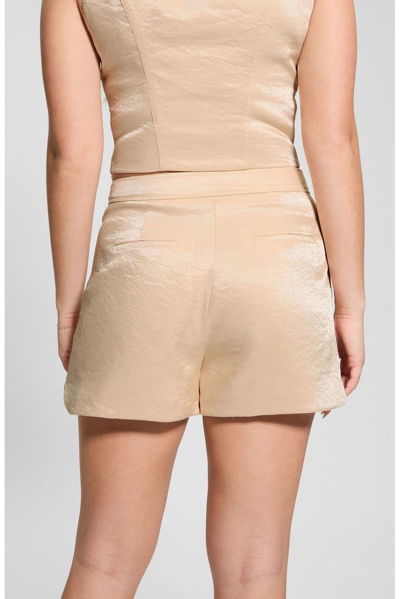 Camille Velvet Pleat Front Shorts, Alternate, color, BEIGE