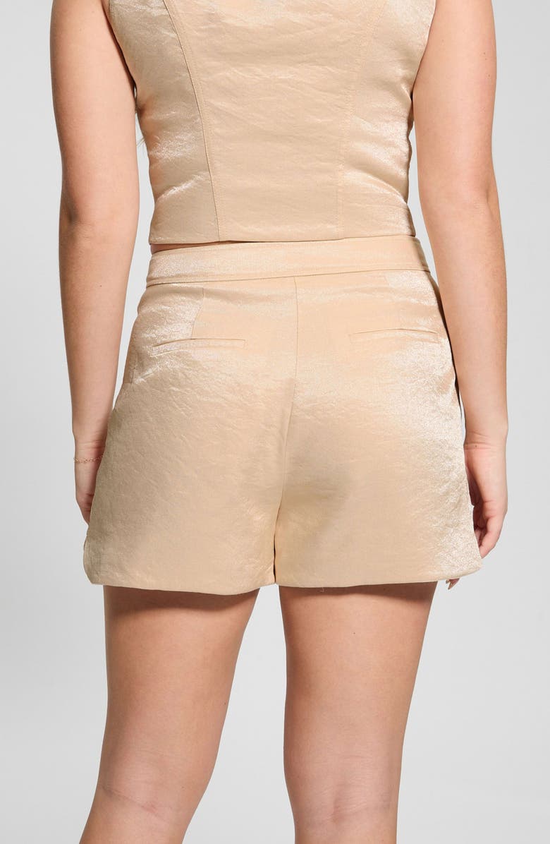 GUESS Camille Velvet Pleat Front Shorts, Alternate, color, Beige