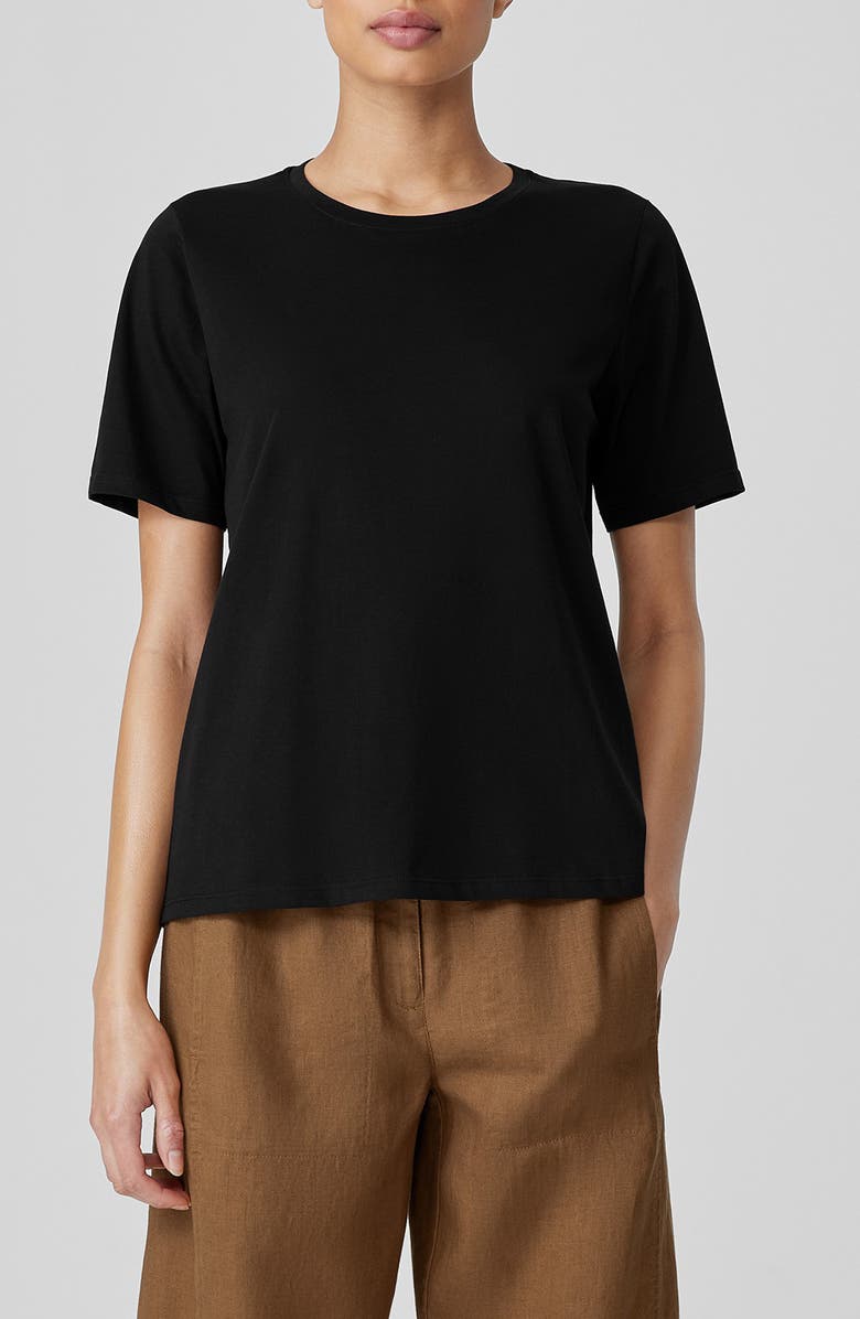 Eileen Fisher Crewneck Organic Cotton T-Shirt, Main, color, Black