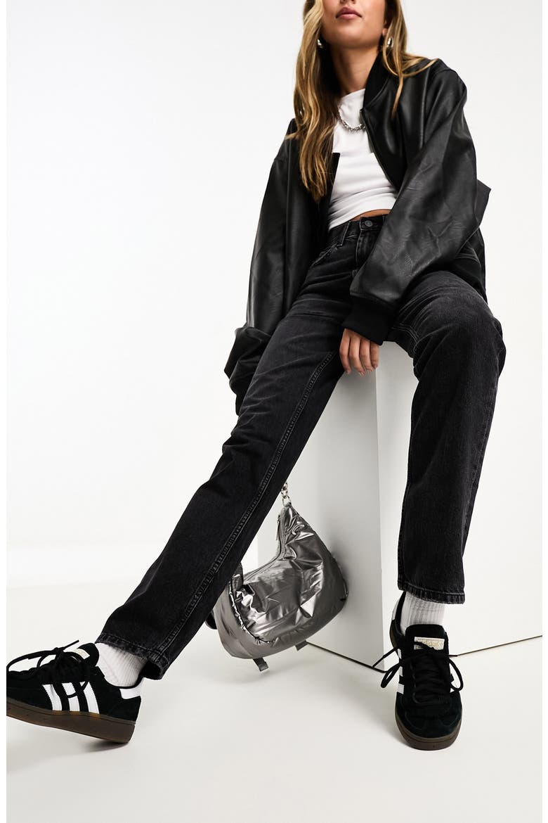 '90s High Waist Straight Leg Jeans, Alternate, color, BLACK