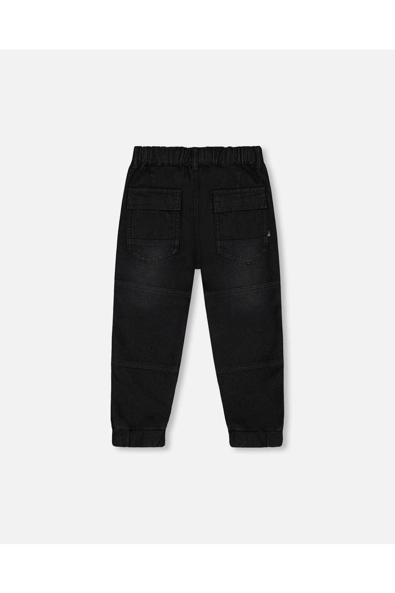 Little Boy's French Terry Jogger Pants Black Denim, Alternate, color, Black Denim Textured