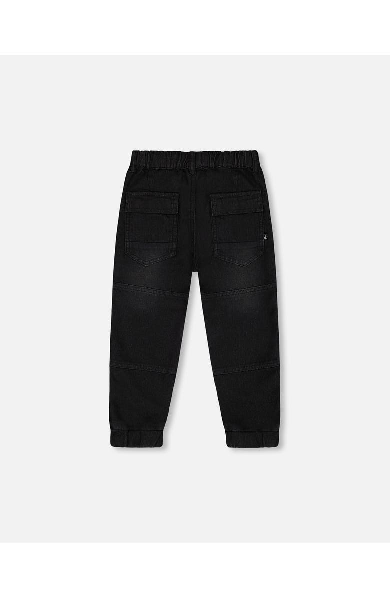 Deux par Deux Little Boy's French Terry Jogger Pants Black Denim, Alternate, color,