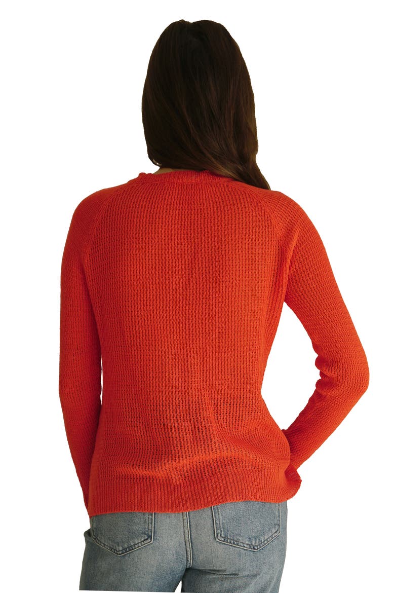 Sloane Openwork Cotton Crewneck Sweater, Alternate, color, Orange Spritz
