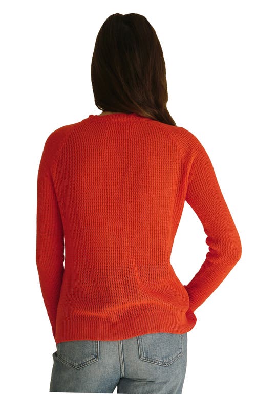 Paneros Clothing Sloane Openwork Cotton Crewneck Sweater In Orange Spritz