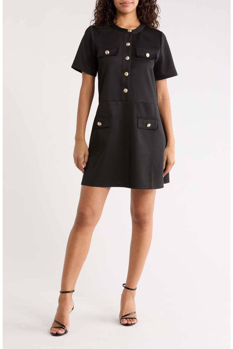 Miliana Button-Up Shift Minidress, Main, color, BLACK